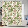 Watercolor Style Bloom Bath Curtain Floral Print Shower Curtain Soft Green Pink White Leaves Waterproof Decorative Home Decor 72