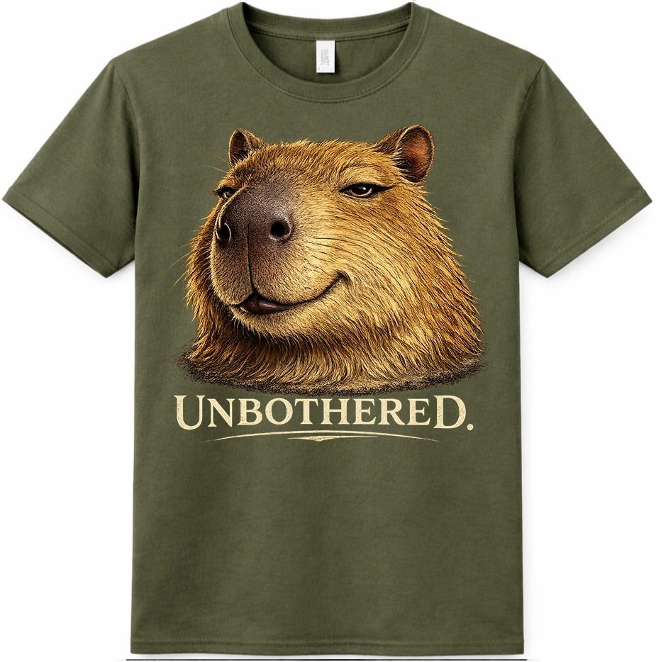 Capybara T Shirt Unbothered Funny Relaxed Meme Animal Graphic Tee Casual Top