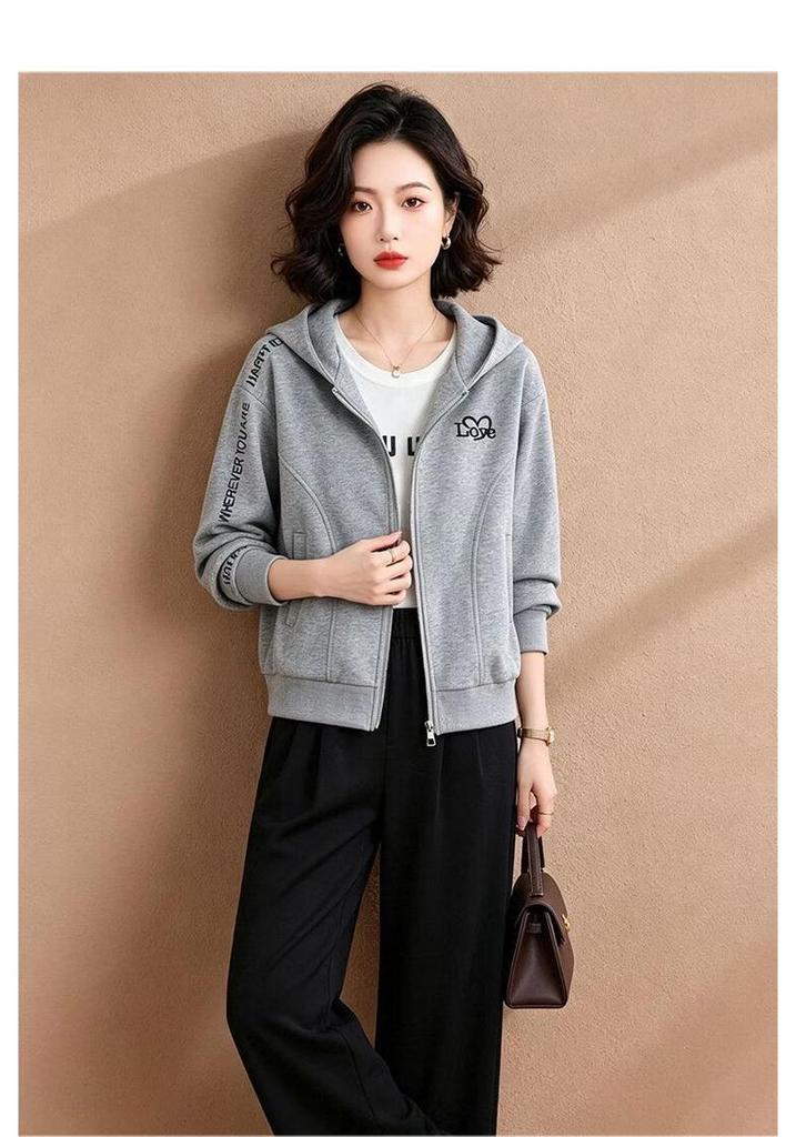 EST+II Autumn Casual Hooded Zip-Up Sweatshirt Hoodie