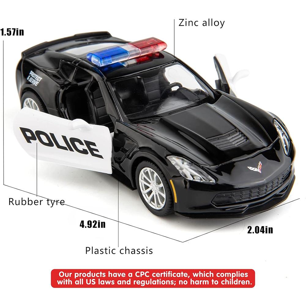 1/36 Scale Corvette Grand Sport C7 Police Car Model Diecast Toy Collection