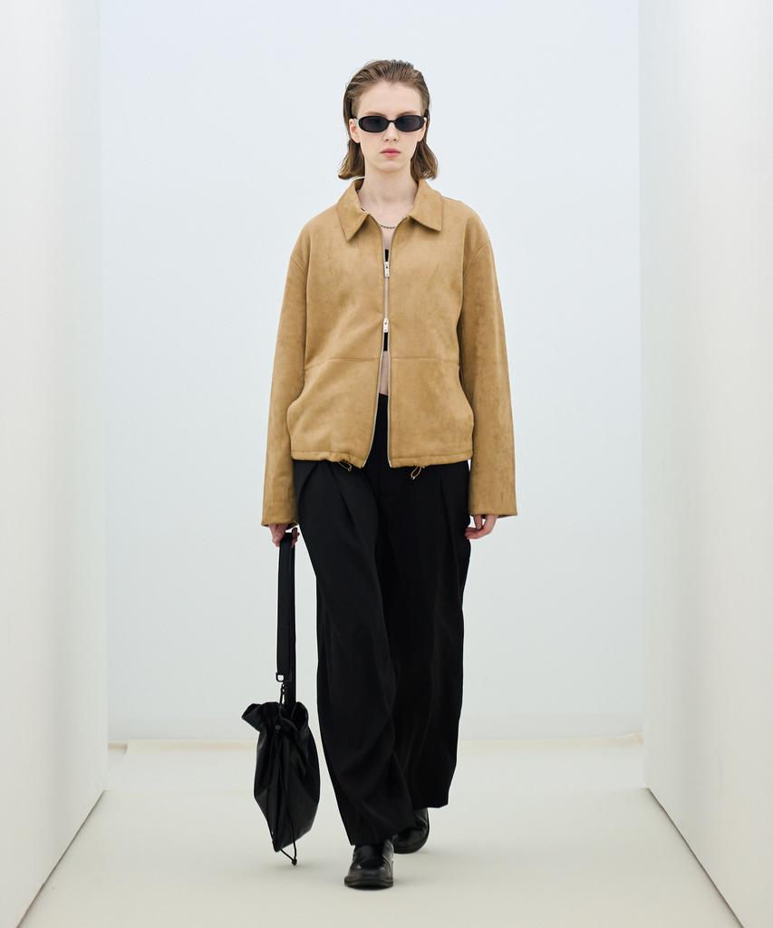 Ironyporno Whiteline 86-Iro134 Semi-Dart Stadium Suede Jacket Camel