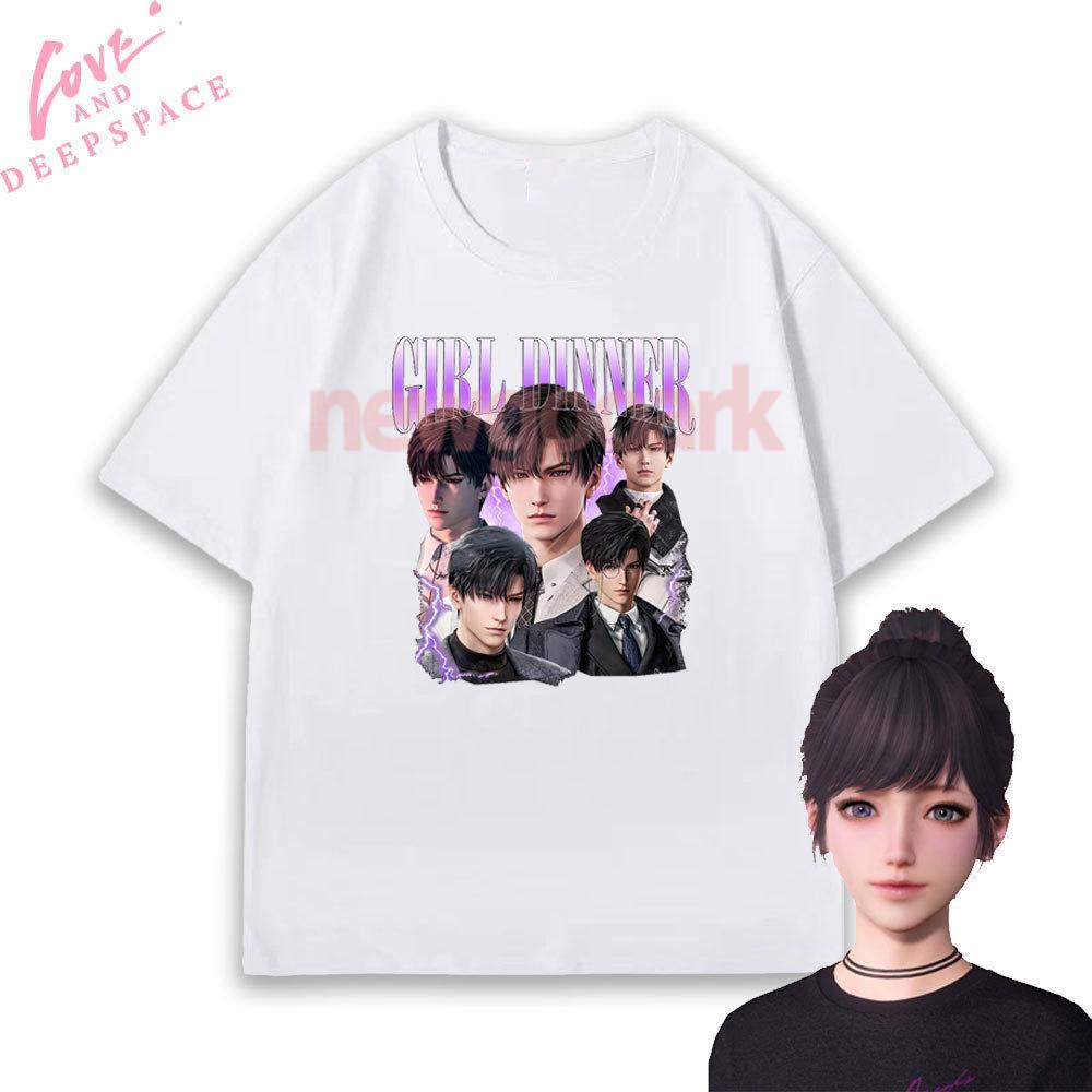 Zayne Love and Deepspace Otome Game Tshirt Woman Man Couple Girlfriend Cartoon Anime Cotton Graphic T Shirts Oneck Shortsleev
