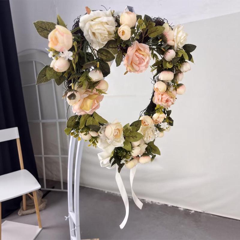 Heart-Shaped Valentine's Day Wreath - Wall & Door Decor for Wedding Celebrations