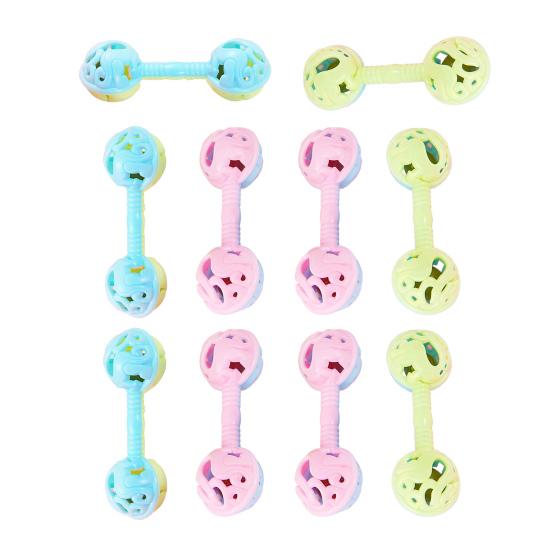 Dual Bell Baby Rattle Toy Soft Grip Shaker with Bell Sound