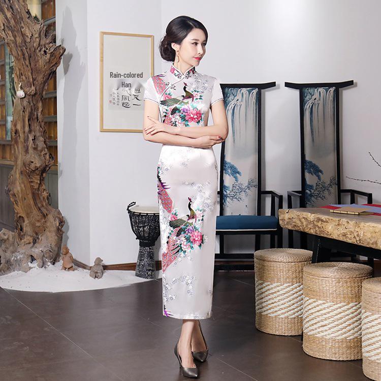 Plus Size Retro Long Cheongsam Dress - Chinese Style, Old Shanghai