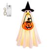 Luminous Witch Costume for Girls Halloween Glowing Ghost with Hat & Pumpkin Tote Bag, LED Holiday Photo Prop Outfit Light Up Fabric Kids, Spooky