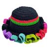 Colorful Crochet Ruffle Bucket Hat Warm Stretch Knit Hat New Year Celebration Women'S Fashion Handmade Beanie Hat