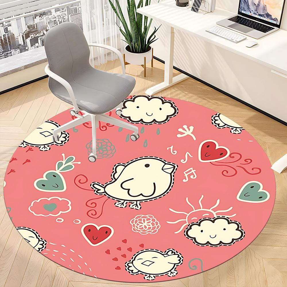 1pc Birds, Hearts Chair Carpet for Office, Non-slip, Soft and Durable Office Rug, Perfect for Office Yy260131079