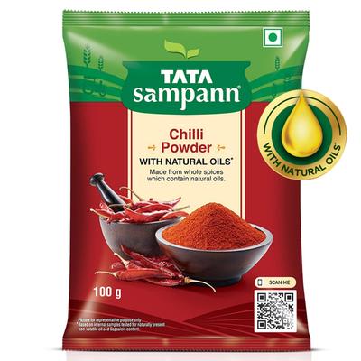 TATA Sampann Chilli Powder 100g With Natural Oils, Rich Flavour For Cooking And Spicy Dishes