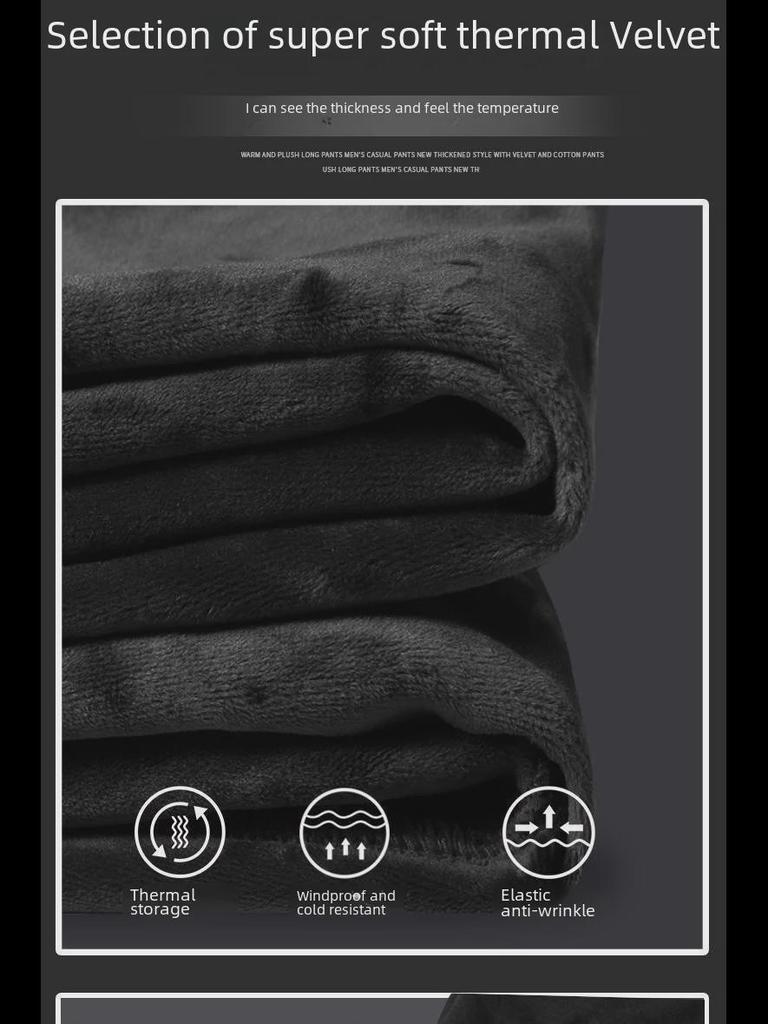 Dicke Winter-Jogginghose mit Samtfutter für Herren mit Bündchen an den Knöcheln