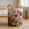 Stylish Quilted Foldable Laundry Hamper With Bohemians Floral Design And Sturdy Handles Handheld Washing Organizers Bag