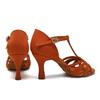 Scarpe da Danza Latina Donna Signora T-strap Salsa Tango Sala da Ballo Scarpe da Ballo Standard Altezza Tacco 7.5CM