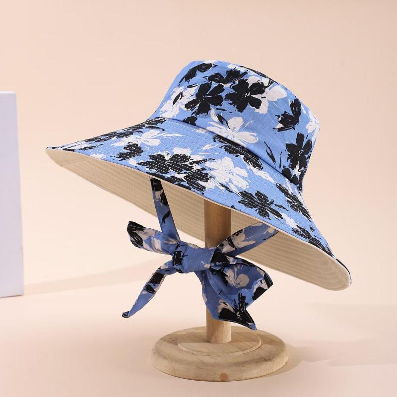 New-border floral print fisherman hat, outdoor, large brim hat travel, foldable and portable sp