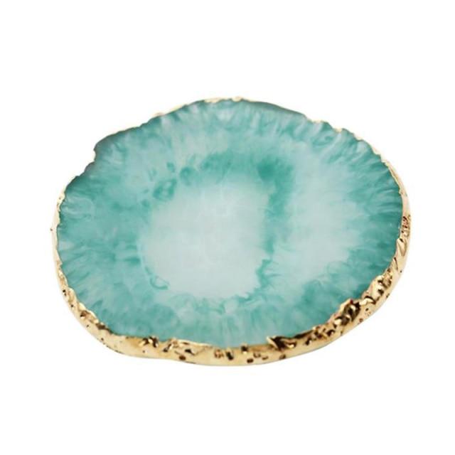 Resin Nail Art Painting Gel Palette DIY Manicure Accessories Tools Golden Edge Polish Agate Mix Stir Crystal Gem Plate