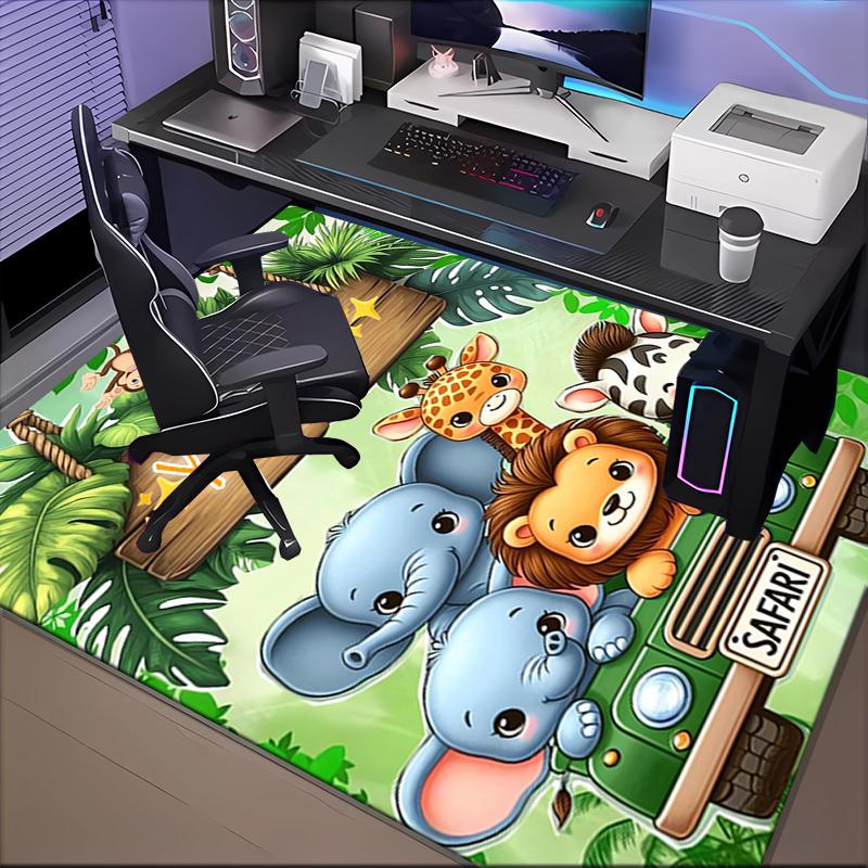 1PC Custom Name Safari Adventure Friends Theme Floor Mat Ideal for Living Room, Game Rooms, Office, Bedroom, Floor Mat Playful Design