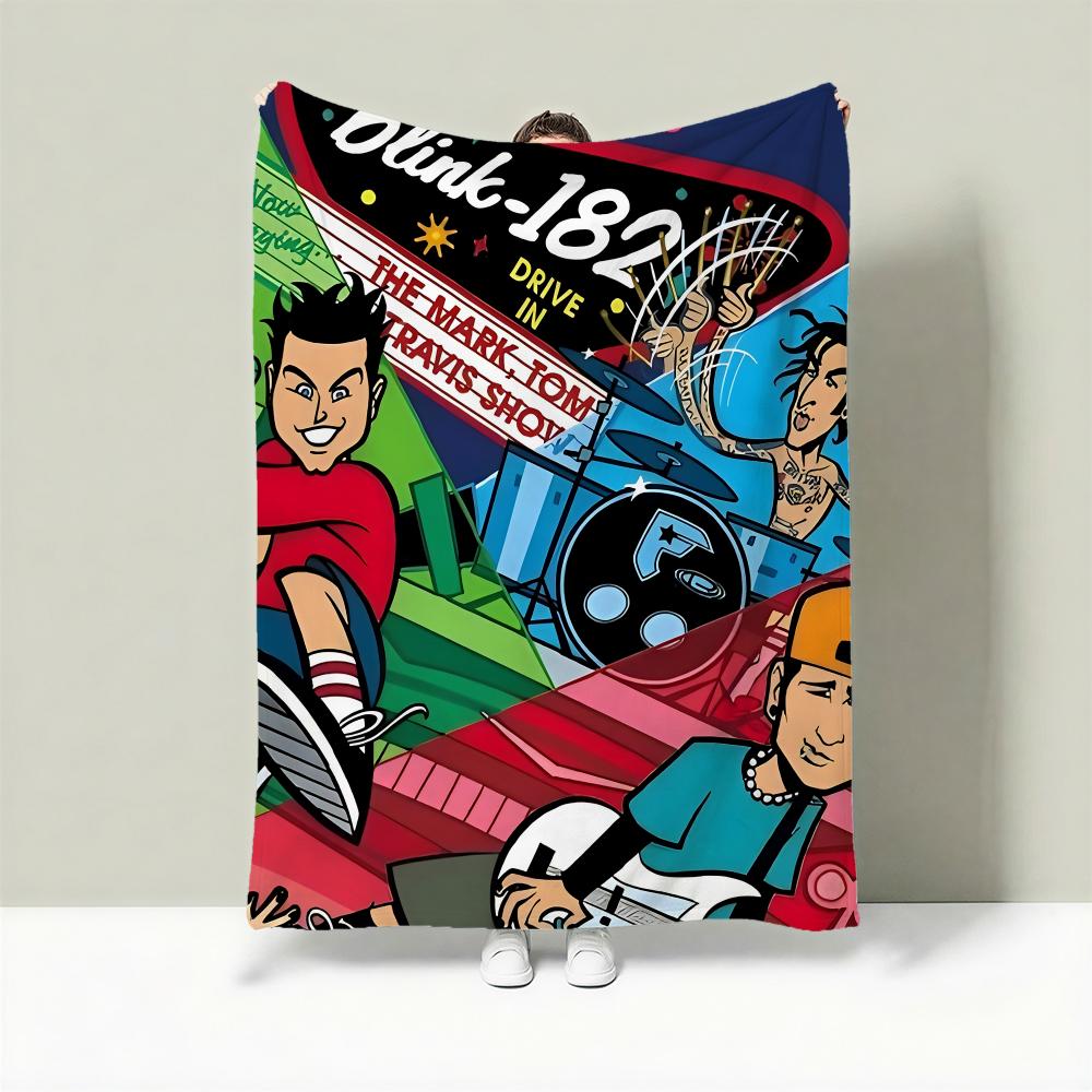 Band b-blink-182 Throw Lightweight 240g Flannel Blanket Soft Skin-friendly for Summer Cooling
