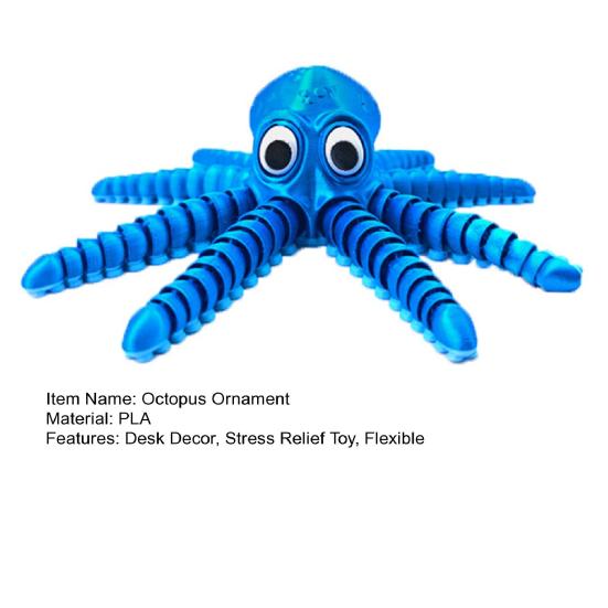 Flexible Octopus Ornament Fidget Octopus Toy with Movable Tentacles Desktop Articulated Octopus for Kids And Adults Home Office Stress Relief