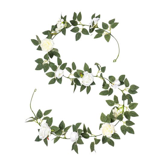 Künstlicher Rosenblumengirlande UV-beständig Realistische Kunstblumenranke mit grünen Blättern Hochzeitsfeier Hängende Simulationsblüte Rattan-Dekoration