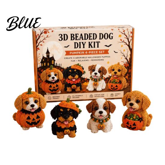 Pacchetto Creativo Tutto in Uno Cane Halloween 3D Set Artistico Fai da Te Kit Cucciolo con Perline Kit Cucciolo con Perline di Plastica Carine per Gioielli Artigianato Kit Animale Principianti Adulti Scrivania Casa