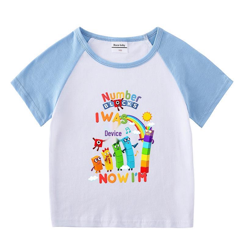 Kids' Color Block Summer Two-Piece Set: Short Sleeve T-Shirt & Shorts for Boys and Girls