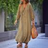 2026 Spring/Summer Women's Cotton Linen Long Sleeve Cardigan Dress