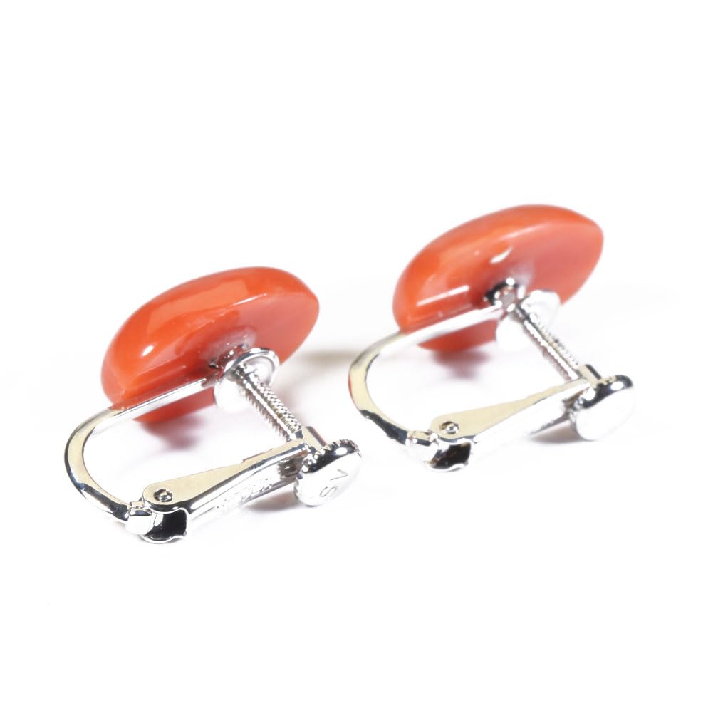 Mediterranean red coral Sarge Kodo undyed earrings, silver,