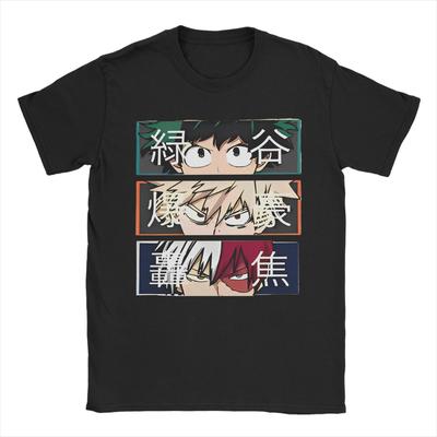 Cartoon My Hero Academia T Shirt Deku Bakugou Katsuki Todoroki Shoto Pure Cotton Tops O Neck Tees 4XL 5XL 6XL T-Shirts