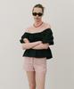 320SHOWROOM Two-Way Off-Shoulder Puff Blouse Black