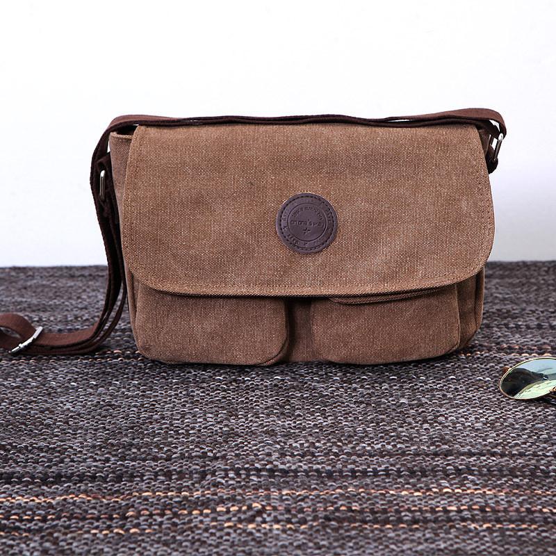 Retro Mens Canvas Messenger Bag With Adjustable Strap For Business Travel
