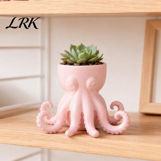 Octopus Shaped Flowerpot 3D Printed Vase, Flowerpot, Creative Planter Pot, Garden Decoration Funny Animal Statue for Indoor Outdoor Plants Decorations
