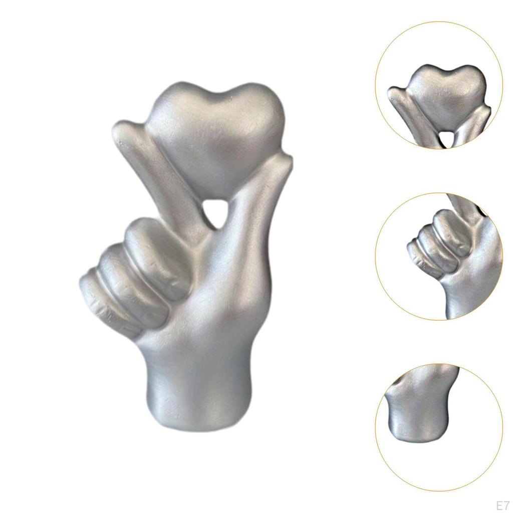 Heart Shaped Hand Sculpture Resin Figure for Table Display 7.5x4.2x11cm Collectible