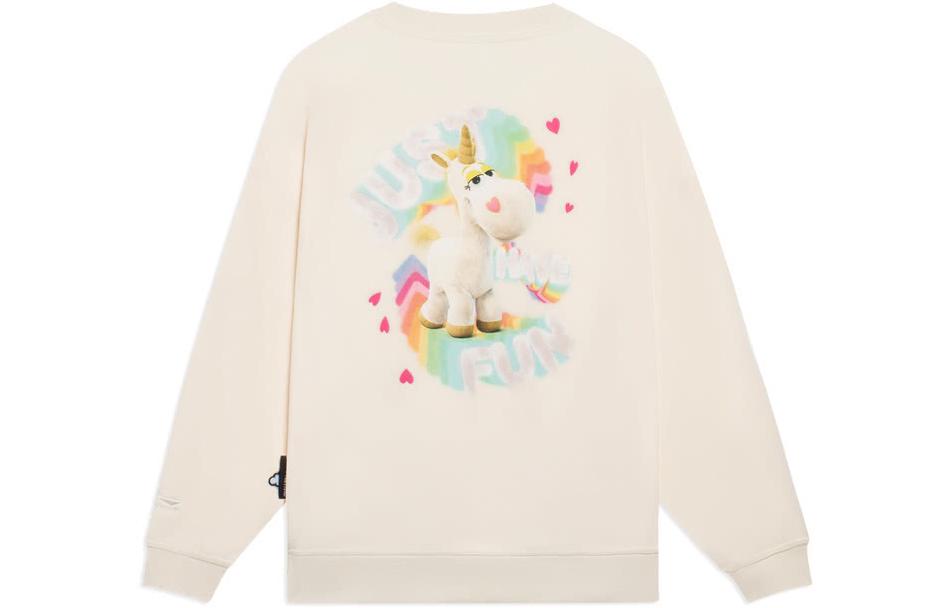 Li Ning X Disney Sweatshirts Women s Ecru Crew Neck Thickened Regular AWDSF36-2 S