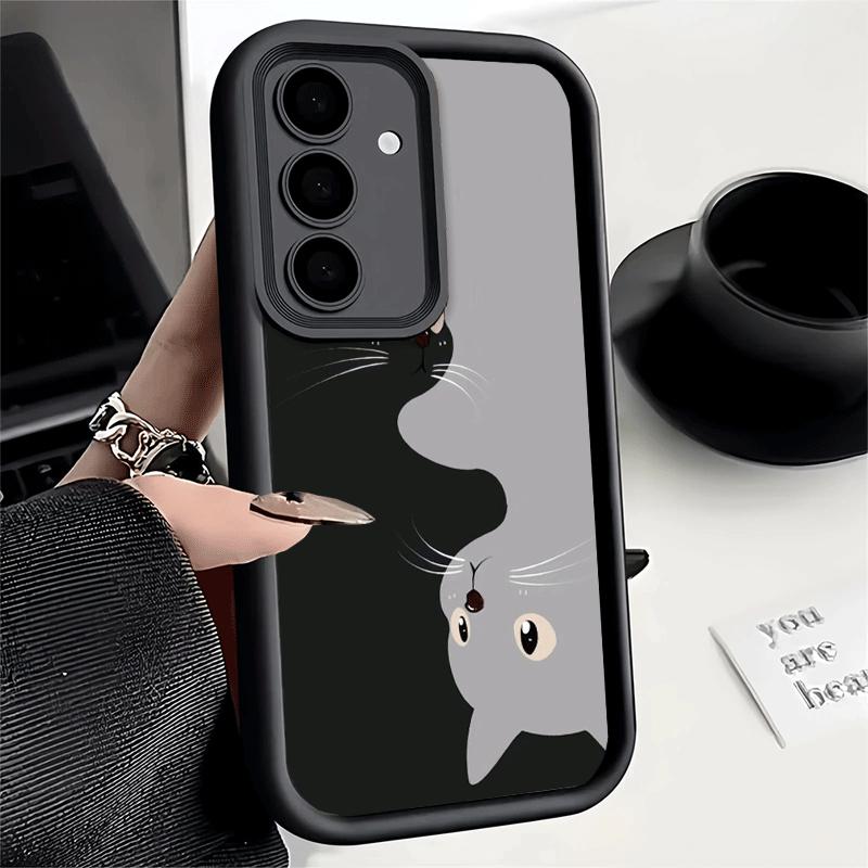 Phone Case for Samsung Galaxy A17 A16 A15 A14 A13 Black Cat Cartoon Cute A56 A36 A26 A55 A35 A25 A54 A34 A24 A53 A33 A23 A07 A06