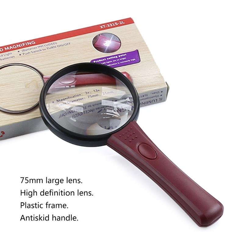 Magnifying Glass with Light Handheld Large LED Illuminated Lighted Magnifier for Seniors Reading Inspection Coin Jewelry