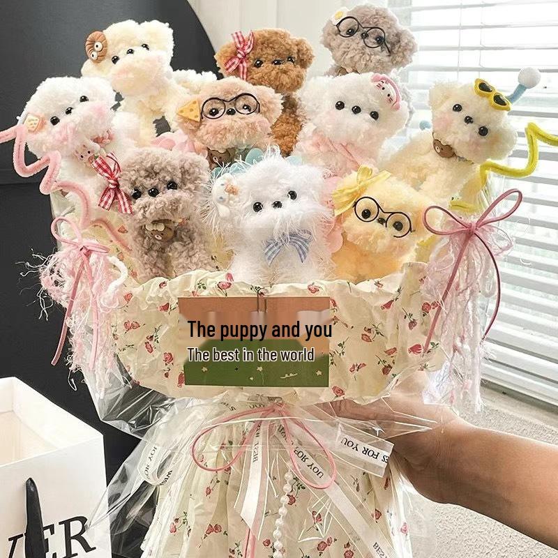 Teacher's Day Puppy Chenille Bouquet – Creative Gift for Birthdays, Girls, Girlfriends, Best Friends
