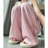 Women's Tencel Linen Wide-Leg Pants - Summer Ice Silk Cotton Blend, High Waist, Slimming, Floor Length, Loose Fit.