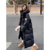 Winter Women Clothing Warm Long Parka Thick Over-the-knee Puffer Jacket Zipper Black Cotton-padded Coats Windproof Jackets