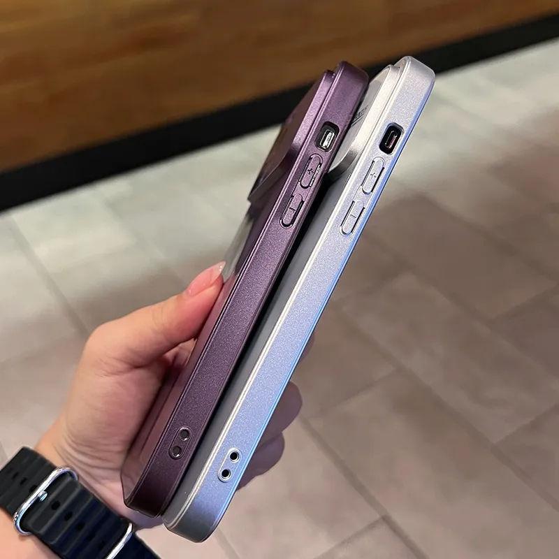 Luxury Bling Laser Aurora Case for iPhone 11 Pro iPhone 12 13 14 Pro Max 14 Plus Big Window Camera Protection Solid Color Cover
