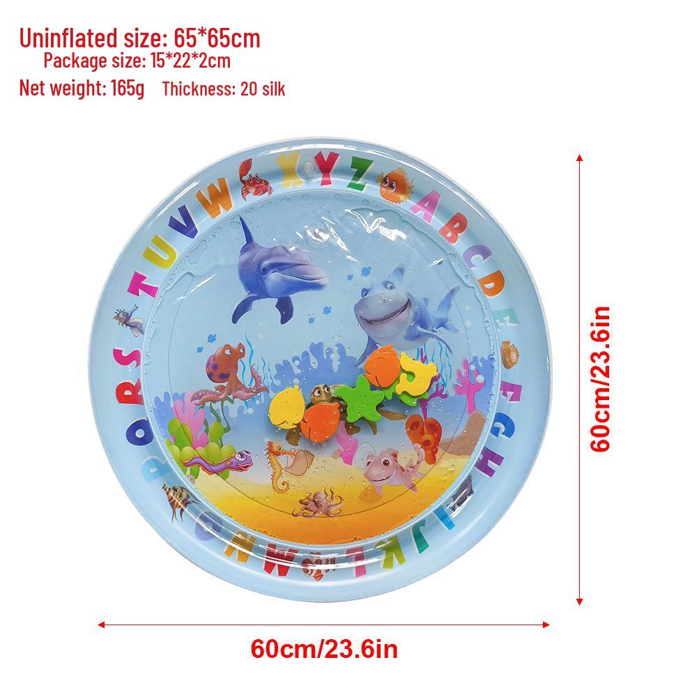 Inflatable Round Pat-Pat Water Mat for Babies & Toddlers - Marine Life Crawling Play Mat