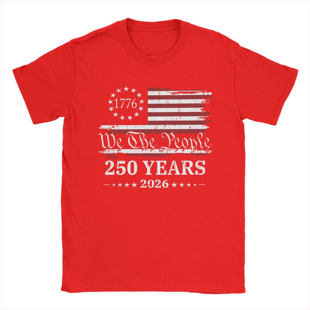 250 Years American Flag T Shirt Unisexs Pure Cotton Vintage TShirt Round Collar Tee Shirt Short Sleeve Tops Printed
