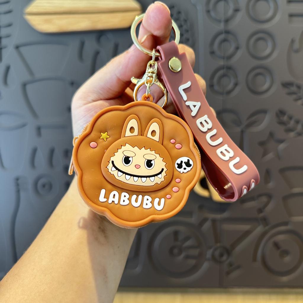 Labubu Silicone Change Bag Pendant Labubu Cute School Bag Pendant Keychain Ring Doll Machine