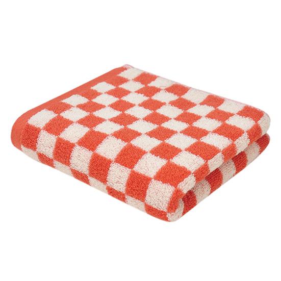 Pure Cotton Hand Towel Plaid Print Lightweight Water Absorbent Decorative Towel Gym Quick-Dry Washcloth