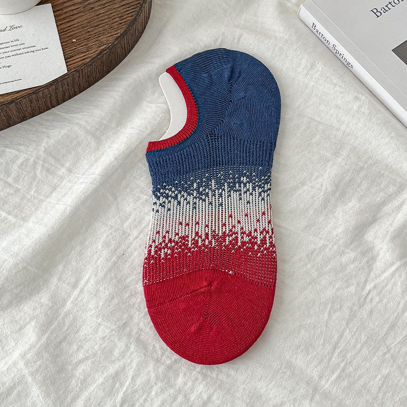 

Women s Boat Shoe Style Fine-combed Cotton Gradient Cotton Socks, Anti-slip, Non-slippery, Low-cut, Invisible Socks 1 pair темно-синього кольору