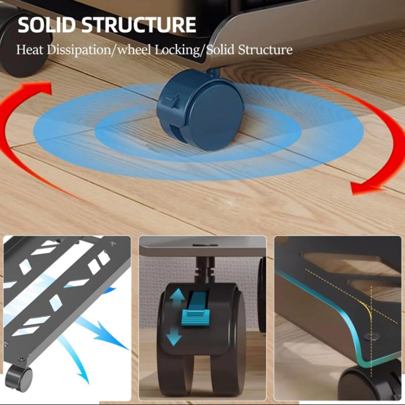 Mobile CPU Stand, Steel PC Tower Stand CPU Holder with Rolling Caster Wheels, Computer Tower Stand Fits Most PC for Home Office