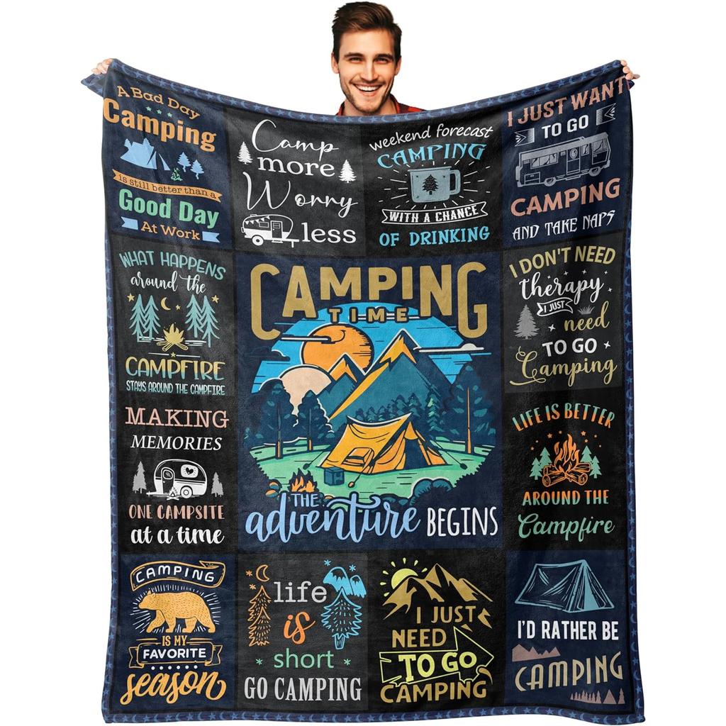 Couple camping gifts , camper gifts , camping essentials , comfortable and warm flannel blankets , the best gift for RV owners