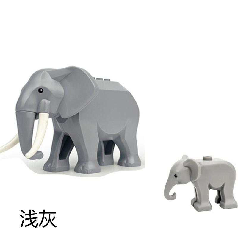 MOC Zoo Animals Building Blocks African Elephant Camel Deer Wolf Crocodile Tiger Lion Sheep Warhorse Mini Brick Kid Toy Gift S06