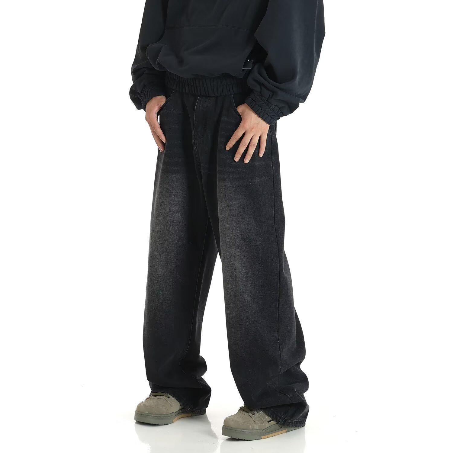 JYL Мужские Джинсы Американский Винтаж С Принтом Прямые Повседневные Джинсовые Брюки 3XL