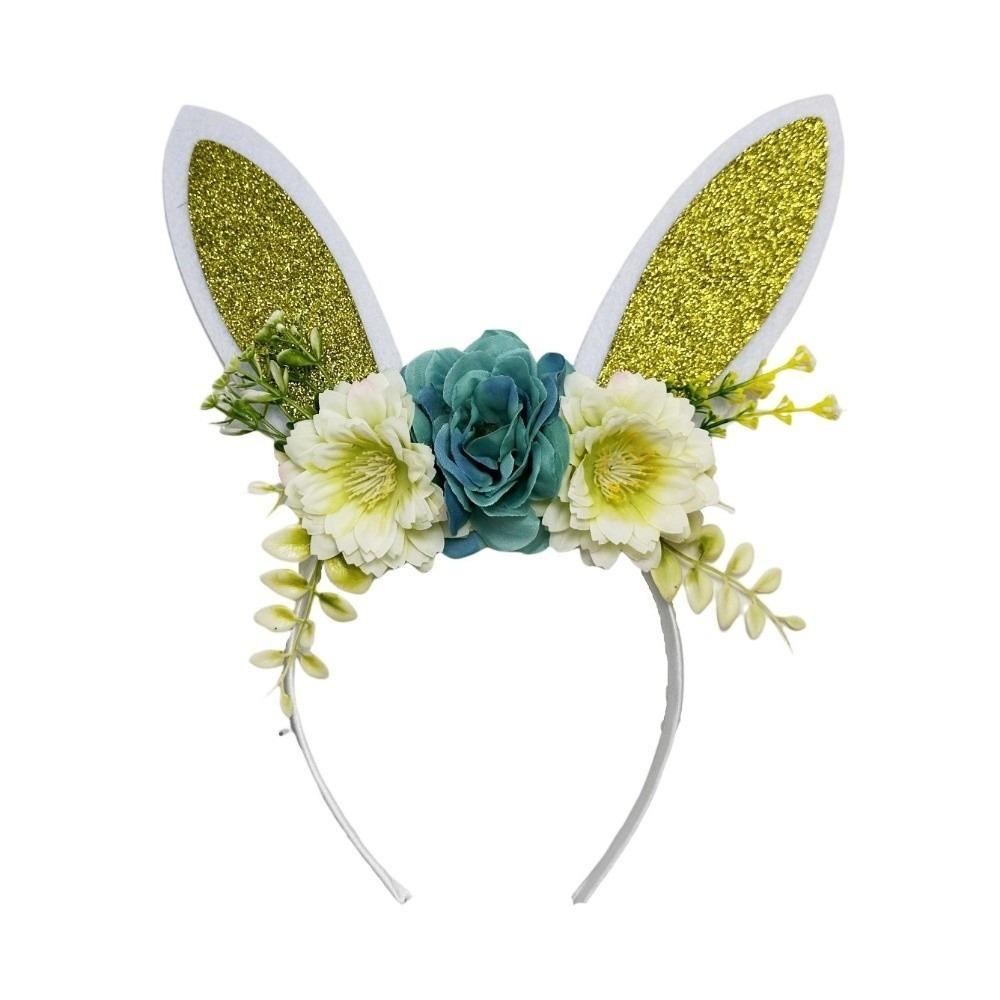 Floral Rabbit Ears Headbands Colorful Cosplay Headbands Funny Happy Easter Headdress Children