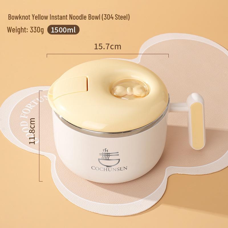 Portable Stainless Steel Noodle Bowl with Lid - Student Lunch Box Edition