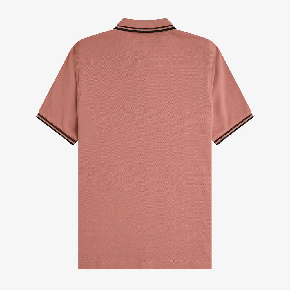Fred Perry [G3600] Women'S Twin Tip Fred Perry Shirt - Putty Pink/Carrington Road Brick/Black Afpf2513600-Z10